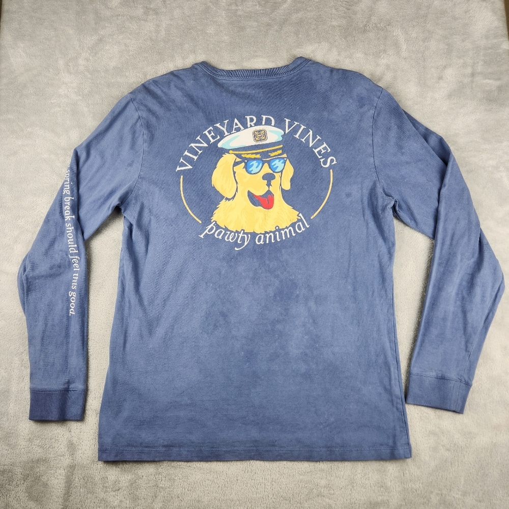 Vineyard Vines Long Sleeve Pawty Animal Pocket T-Shirt Mens Size M Medium